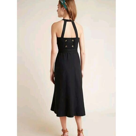 Anthropologie Maeve Greta Linen Midi Dress in Black, sz 0 - Picture 7 of 16